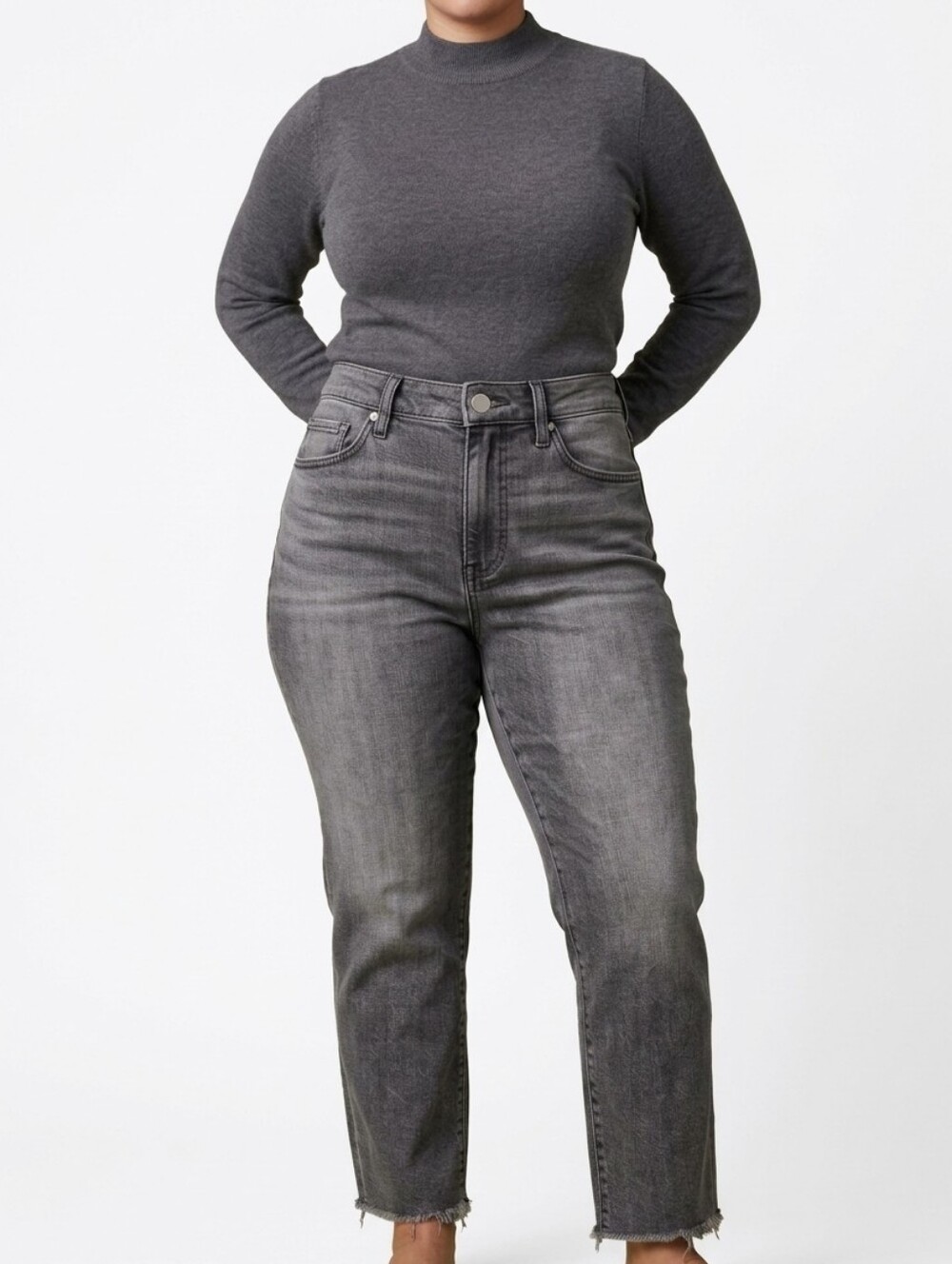 Joe's Jeans High-Rise Cropped Straight Leg Stretch Denim Gray Wash, Size 31